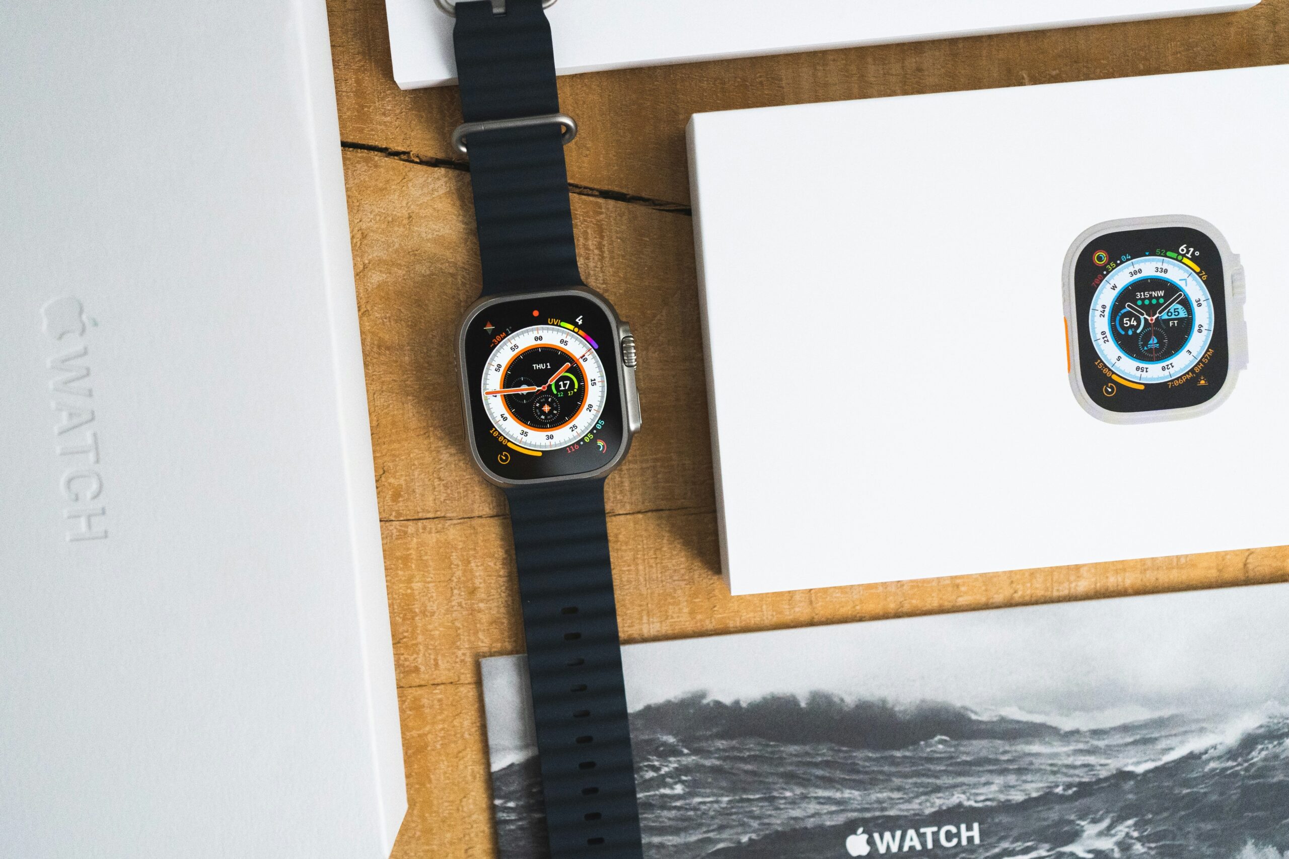 Comparison image showing a heavy bulky watch next to a streamlined lightweight design